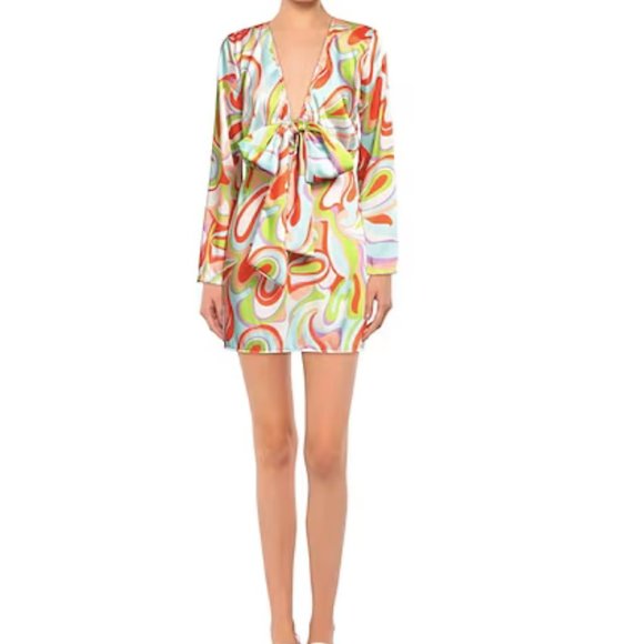 HaveOne Mod fall/autumn silky minidress w/ tie neck new with tags NWT Italian - Picture 1 of 4